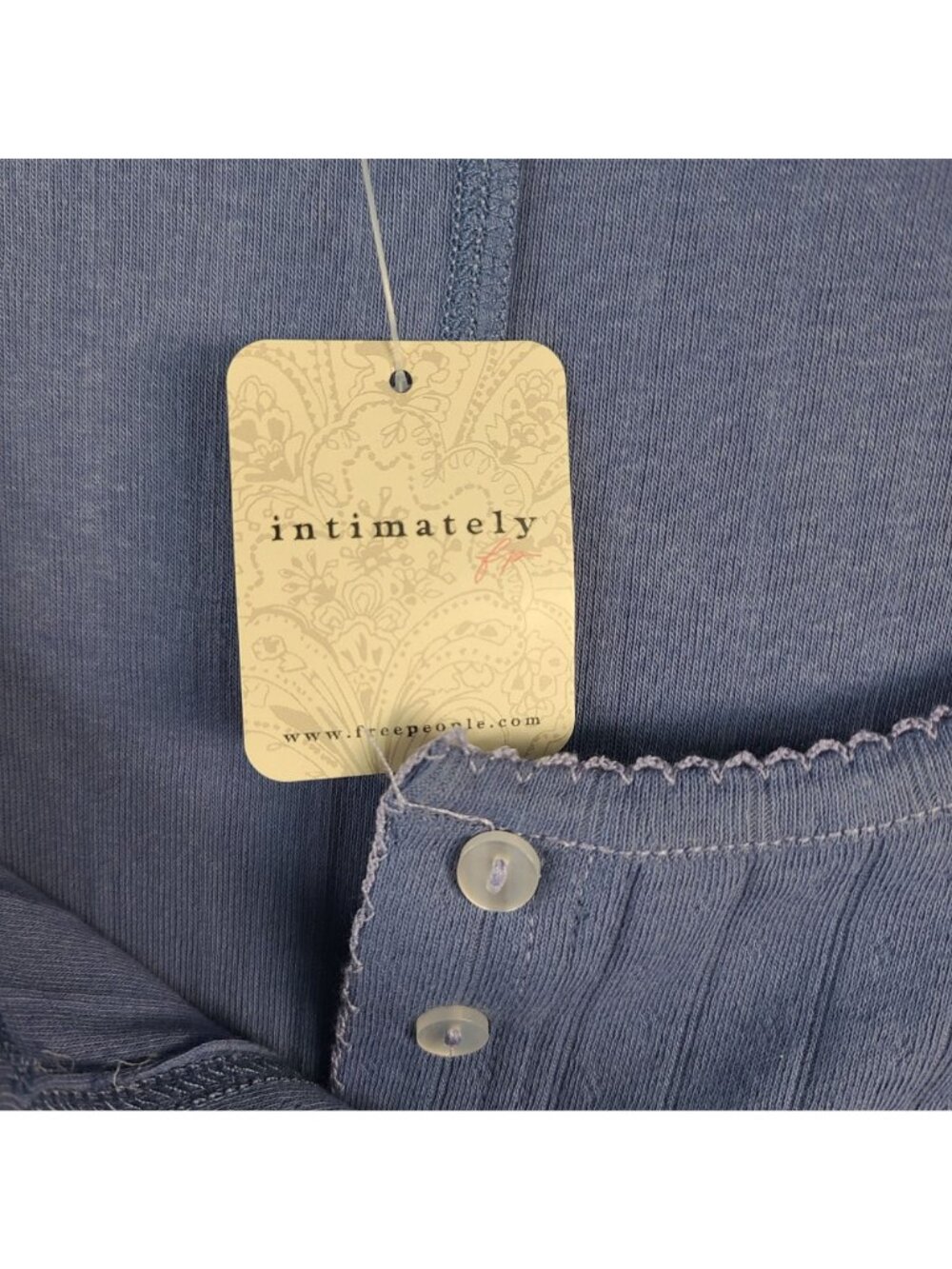 NEW Free People Intimately Long-Sleeve Button-Up Ribbed Top In Periwinkle Size S - Picture 2 of 4